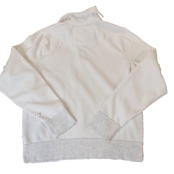 Abercrombie & Fitch Distressed 1/4 Zip Muscle Sweatshirt; White/Grey; Women's L - Picture 2 of 14